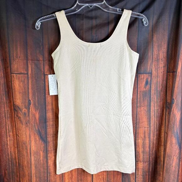 A'nue Thin Strap Tank Top Stretchy Pearl Women's Size Small Made in USA NWT - Picture 2 of 13